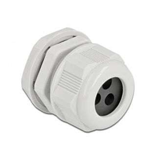 DeLOCK Pressacavo PG21 per cavo tondo con tre entrate cavi grigio 2 pezzi