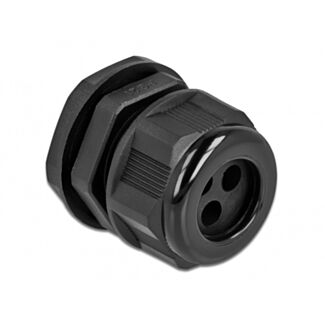DeLOCK Pressacavo PG21 per cavo tondo con tre entrate cavi nero 2 pezzi