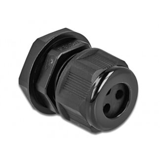 DeLOCK Pressacavo PG13,5 per cavo tondo con tre entrate cavi nero 2 pezzi