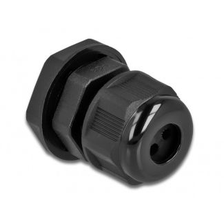 DeLOCK Pressacavo PG9 per cavo tondo con tre entrate cavi nero 2 pezzi