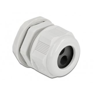 DeLOCK Cable Gland PG21 for round cable with two cable entries grey 2 pieces