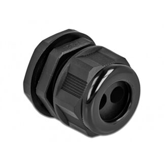 DeLOCK Pressacavo PG21 per cavo tondo con due entrate cavi nero 2 pezzi