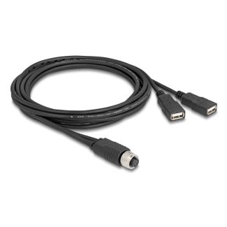 DeLOCK 60291 sensor/actuator cable 2 m M12 2 x USB Type-A Black