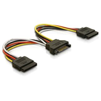 DeLOCK Cable Power SATA 15pin > 2x SATA HDD – straight 0,15 m