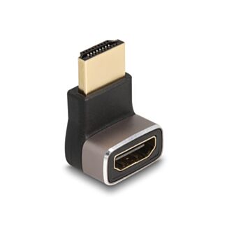 DeLOCK Adattatore HDMI maschio per femmina 90° angolato verso il basso 8K 60 Hz grigio metallo