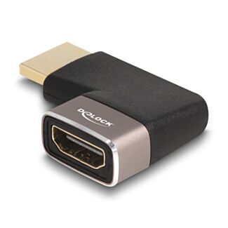 DeLOCK Adattatore HDMI maschio per femmina 90° angolata a destra 8K 60 Hz grigio metallo