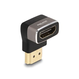 DeLOCK Adattatore HDMI maschio per femmina 90° angolato verso l'alto 8K 60 Hz grigio metallo