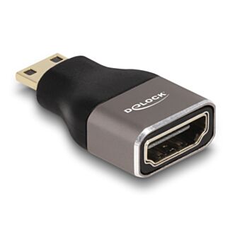 DeLOCK Adattatore HDMI Mini-C maschio per A femmina 8K 60 Hz grigio metallo