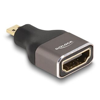 DeLOCK Adattatore HDMI Micro-D maschio per A femmina 8K 60 Hz grigio metallo
