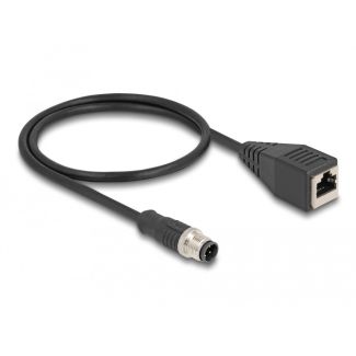 DeLOCK M12 Adapter Cable D-coded 4 pin male to RJ45 female 50 cm