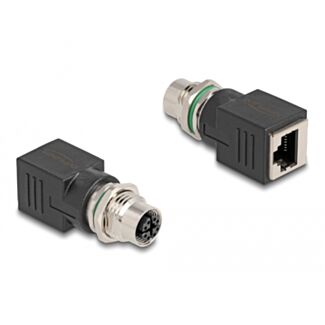 DeLOCK Adattatore di rete M12 a 8 pin femmina X-coded femmina per RJ45 femmina dritto