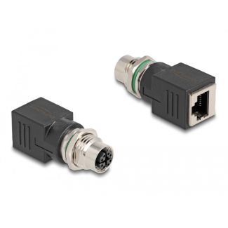 DeLOCK M12 Adapter X-coded 8 pin female to RJ45 jack straight