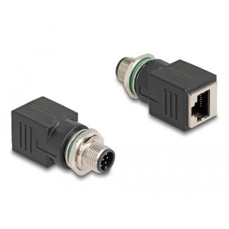 DeLOCK M12 Adapter A-coded 8 pin male to RJ45 jack straight