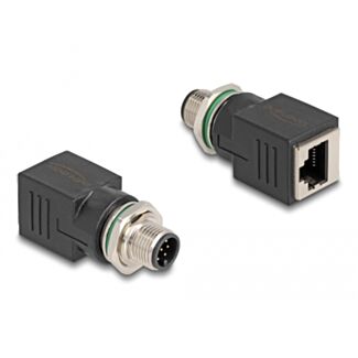 DeLOCK M12 Adattatore a 8 pin maschio A-coded femmina per RJ45 femmina dritto
