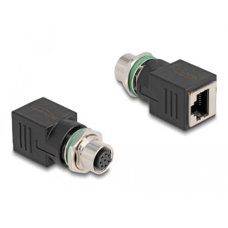 DeLOCK M12 Adapter A-coded 8 pin female to RJ45 jack straight
