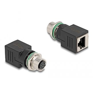 DeLOCK M12 Adattatore a 8 pin femmina A-coded femmina per RJ45 femmina dritto