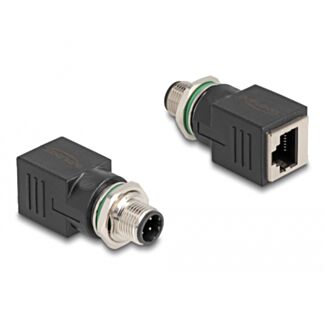 DeLOCK M12 Adattatore a 4 pin maschio D-coded femmina per RJ45 femmina dritto