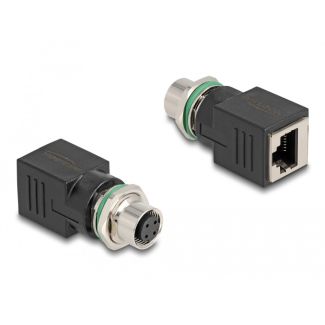 DeLOCK M12 Adapter D-coded 4 pin female to RJ45 jack straight