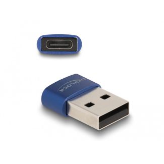 DeLOCK USB 2.0 Adapter USB Type-A male to USB Type-C female blue