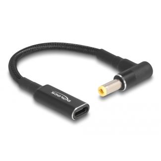 DeLOCK Cavo adattatore per portatile Cavo di ricarica USB Type-C femmina per 5,5 x 2,5 mm maschio 90° angolato 15 cm