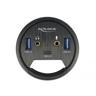 DeLOCK 3 porte In-Desk Hub USB 1 x USB Type-C e 2 porte USB Tipo-A + HD-Audio