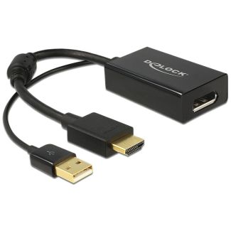 DeLOCK 0.245m HDMI+USB2.0-A/DisplayPort 0.254 m HDMI + USB Black