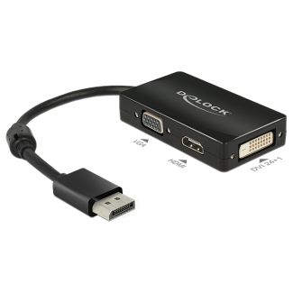 DeLOCK 0.16m DisplayPort/VGA+HDMI+DVI 0,16 m VGA (D-Sub)+ HDMI + DVI Nero