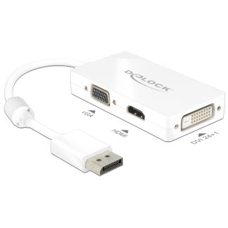 DeLOCK 0.16m DisplayPort/VGA+HDMI+DVI-D 0,16 m VGA (D-Sub)+ HDMI + DVI Bianco
