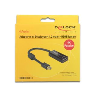 DeLOCK 62613 video cable adapter 0.2 m Mini DisplayPort HDMI Type A (Standard) Black