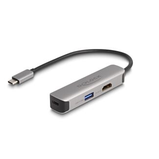 DeLOCK Adattatore USB Type-C per HDMI 4K 60 Hz con USB di Tipo-A e USB Type-C Dati + PD 92 W