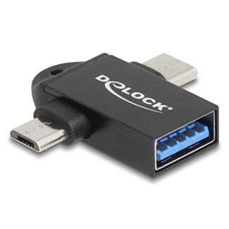 DeLOCK 60739 adattatore per inversione del genere dei cavi USB Type-A USB Type-C + USB Micro-B Nero