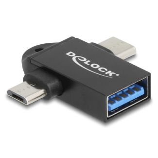 DeLOCK 60739 cable gender changer USB Type-A USB Type-C + USB Micro-B Black