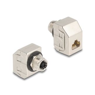 DeLOCK Adattatore M12 X-coded a 8 pin femmina per RJ45 femmina Cat.6A STP metallo