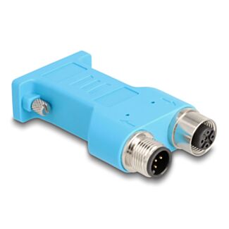 DeLOCK Sdoppiatore CAN bus D-Sub 9 maschio e femmina per M12 maschio e femmina a 5 pin con codice A, blu da 180°
