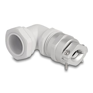 DeLOCK Pressacavo con scarico della trazione e protezione contro le piegature angolato a 90° PG21 grigio