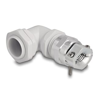 DeLOCK Pressacavo con scarico della trazione e protezione contro le piegature angolato a 90° PG16 grigio