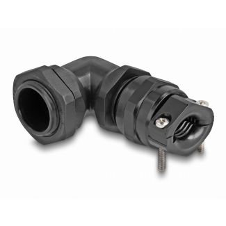 DeLOCK Cable Gland with strain relief and bending protection 90° angled PG16 black
