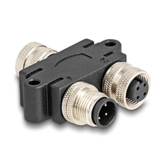 DeLOCK M12 Y-Splitter codificato A da 4 pin 1 x femmina a 1 x maschio e 1 x femmina in parallelo