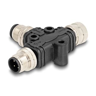 DeLOCK M12 T-Splitter codificato A da 4 pin 1 x maschio a 1 x maschio e 1 x femmina in parallelo