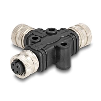DeLOCK M12 T-Splitter codificato A da 4 pin 1 x femmina a 2 x femmina in parallelo