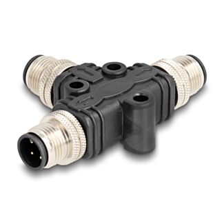DeLOCK M12 T-Splitter codificato A da 4 pin 1 x maschio a 2 x maschio in parallelo