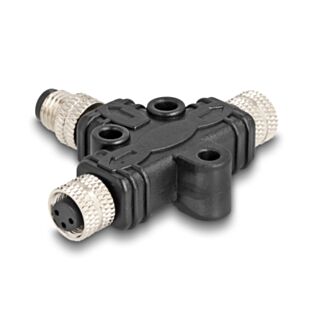 DeLOCK M8 T-Splitter codificato A da 3 pin 1 x maschio a 2 x femmina in parallelo