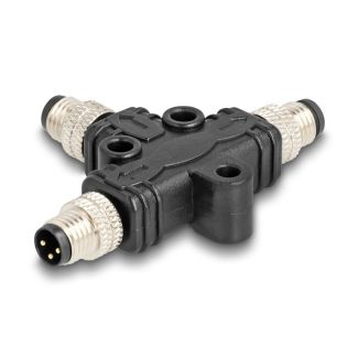 DeLOCK M8 T-Splitter A-coded 3 pin 1 x male to 2 x male parallel connection