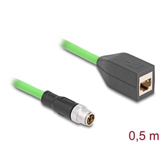 DeLOCK Cavo M12 codificato X a 8 pin maschio per RJ45 femmina PUR (TPU) 0,5 m
