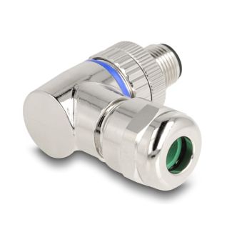 DeLOCK M12 Connettore A codificato 3 pin maschio per montaggio con attacco a vite angolare a 90° metallo