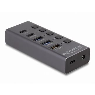 DeLOCK 64248 interface hub USB 3.2 Gen 1 (3.1 Gen 1) Type-C 5000 Mbit/s Grey