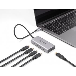 DeLOCK USB 10 Gbps USB Type-C Hub with 4 x USB Type-C female + 1 x USB Type-C PD 85 Watt with 30 cm connection cable