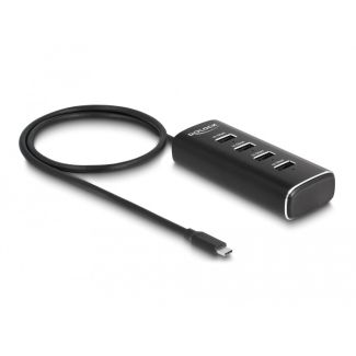 DeLOCK 4 Port USB 10 Gbps Hub with USB Type-C connector 60 cm Cable and Switch for each port