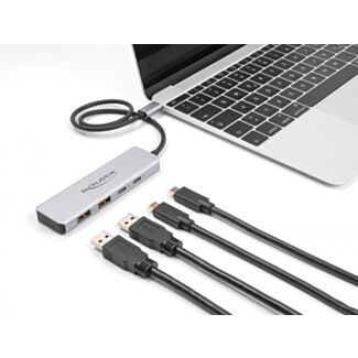 DeLOCK Hub USB 10 Gbps USB Type-C con 2 x USB Tipo-A e 2 x USB Type-C con cavo di collegamento da 35 cm