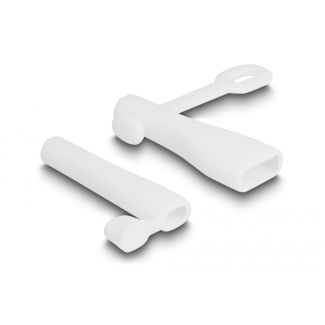 DeLOCK Copertura antipolvere per USB Tipo-A maschio e Apple Lightning maschio set 2 pezzi bianco